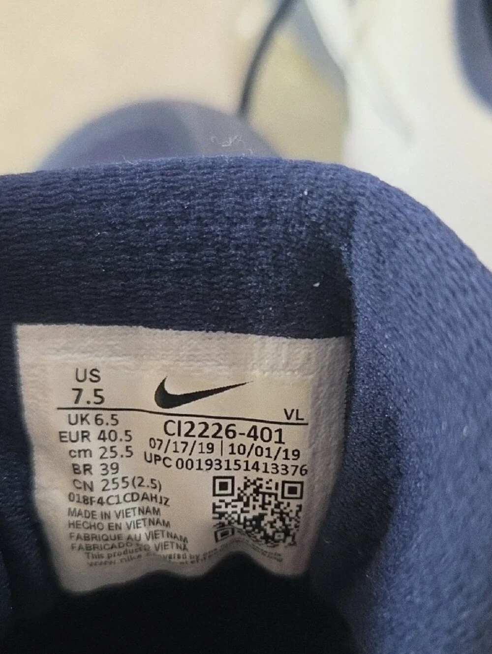 Nike Kids Navy and White Lace-Up Sneakers